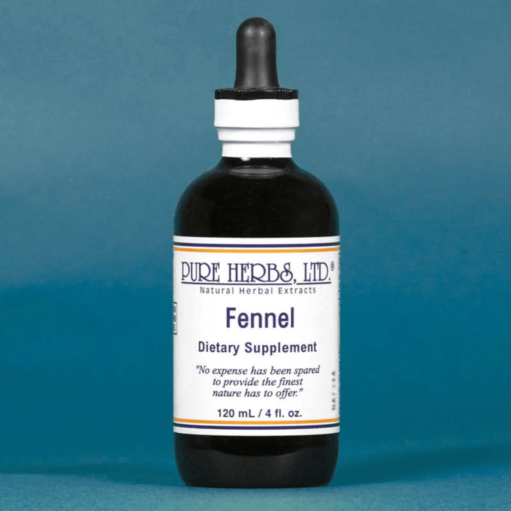 A bottle of Pure Herbs Ltd. Fennel Dietary Supplement, 120 mL / 4 fl.