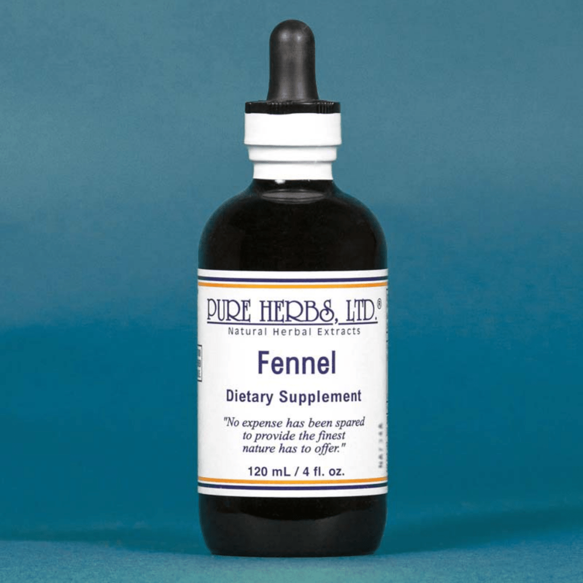 A bottle of Pure Herbs Ltd. Fennel Dietary Supplement, 120 mL / 4 fl.