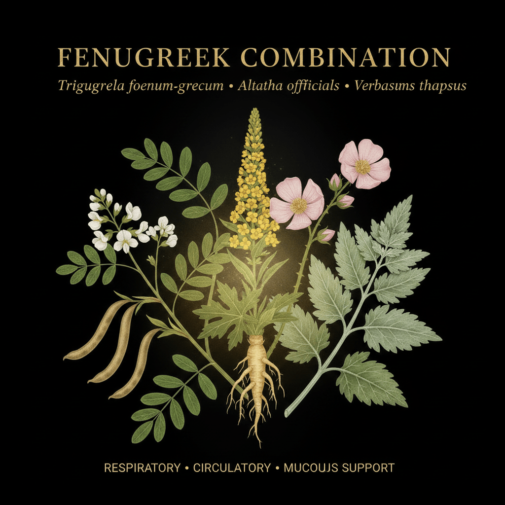 Fenugreek Combination – Respiratory, Circulatory & Mucous Support | Fenugreek, Marshmallow Root & Mullein Leaf, Tincture, Futures ETC