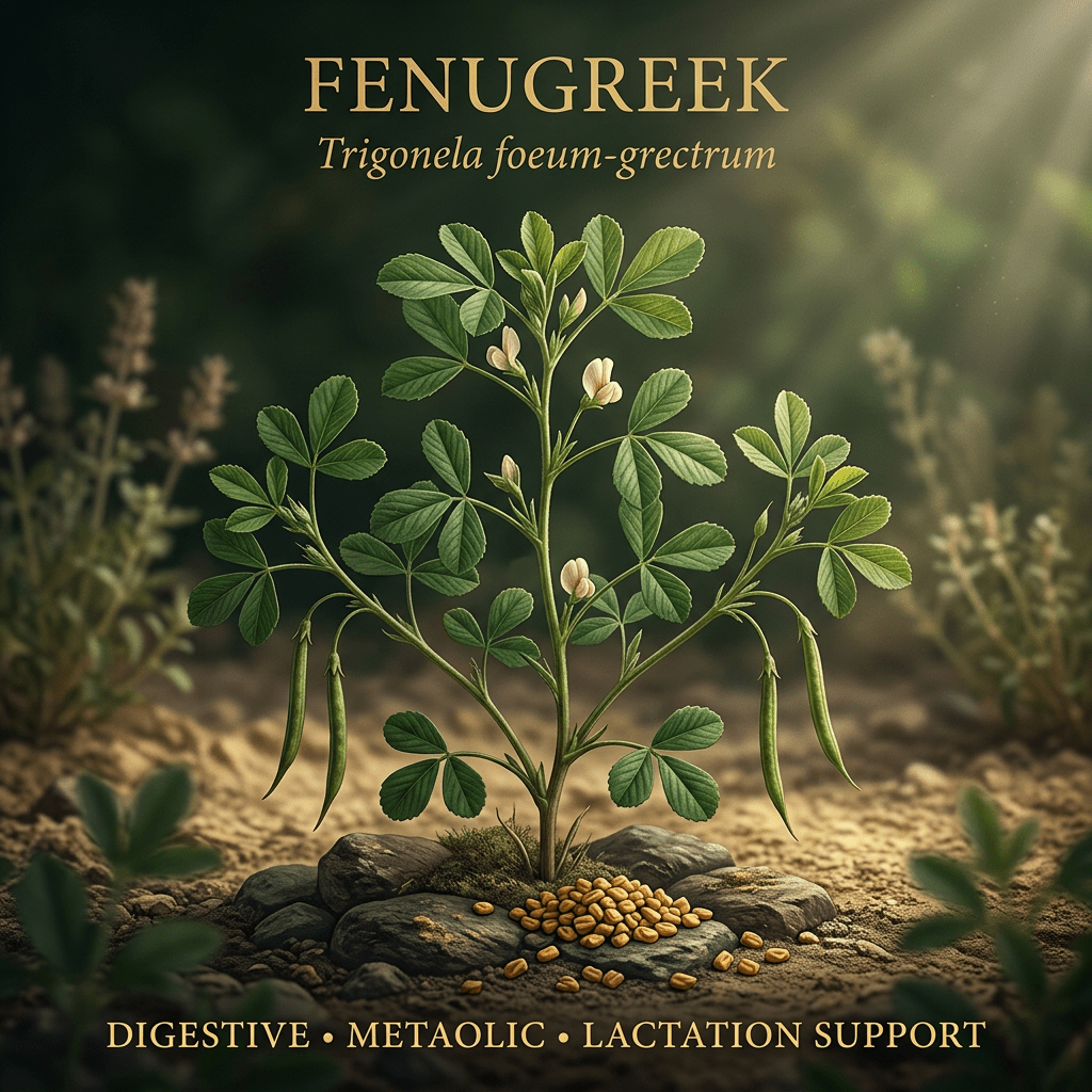 Fenugreek editorial image in golden botanical light