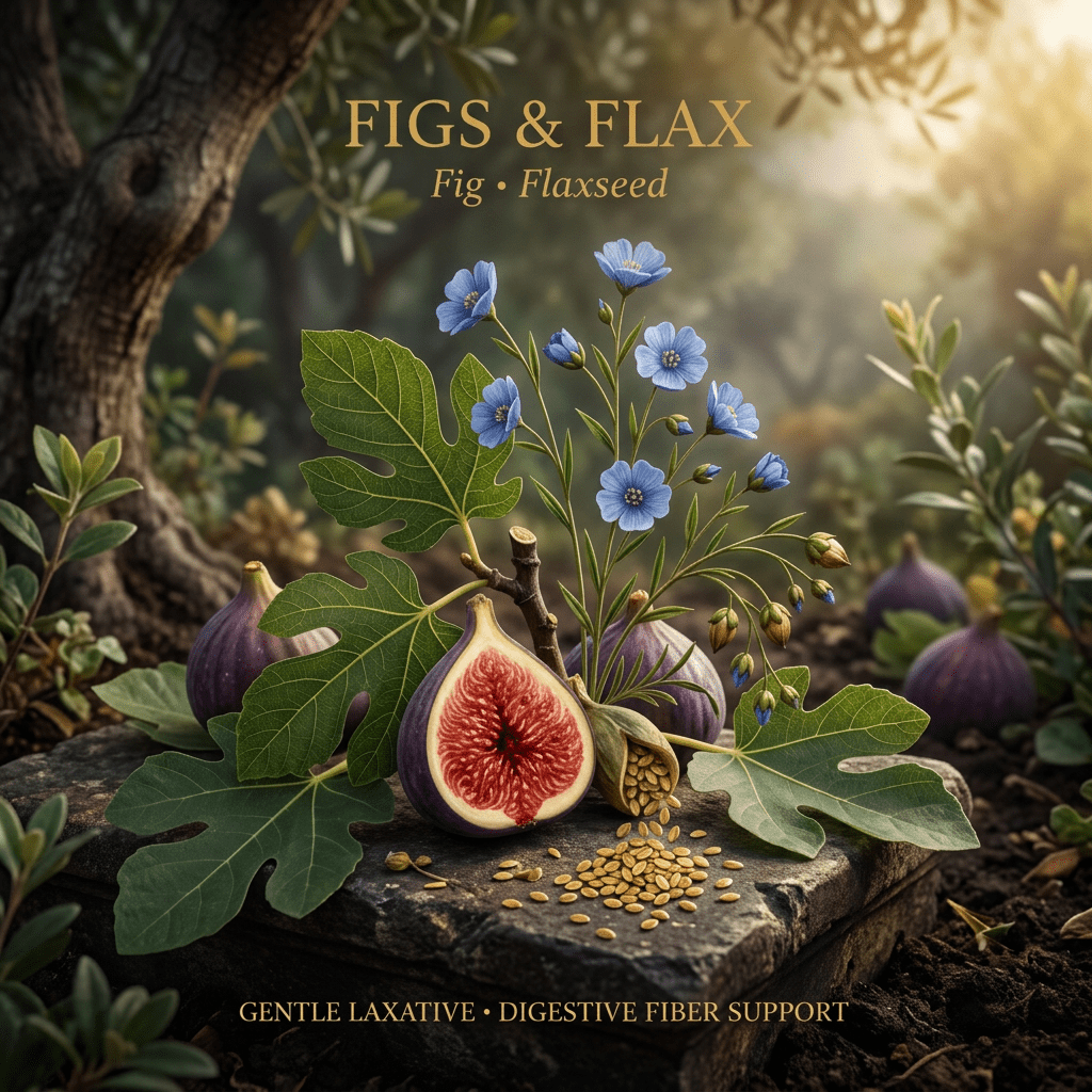 Figs and flax editorial image in golden orchard light
