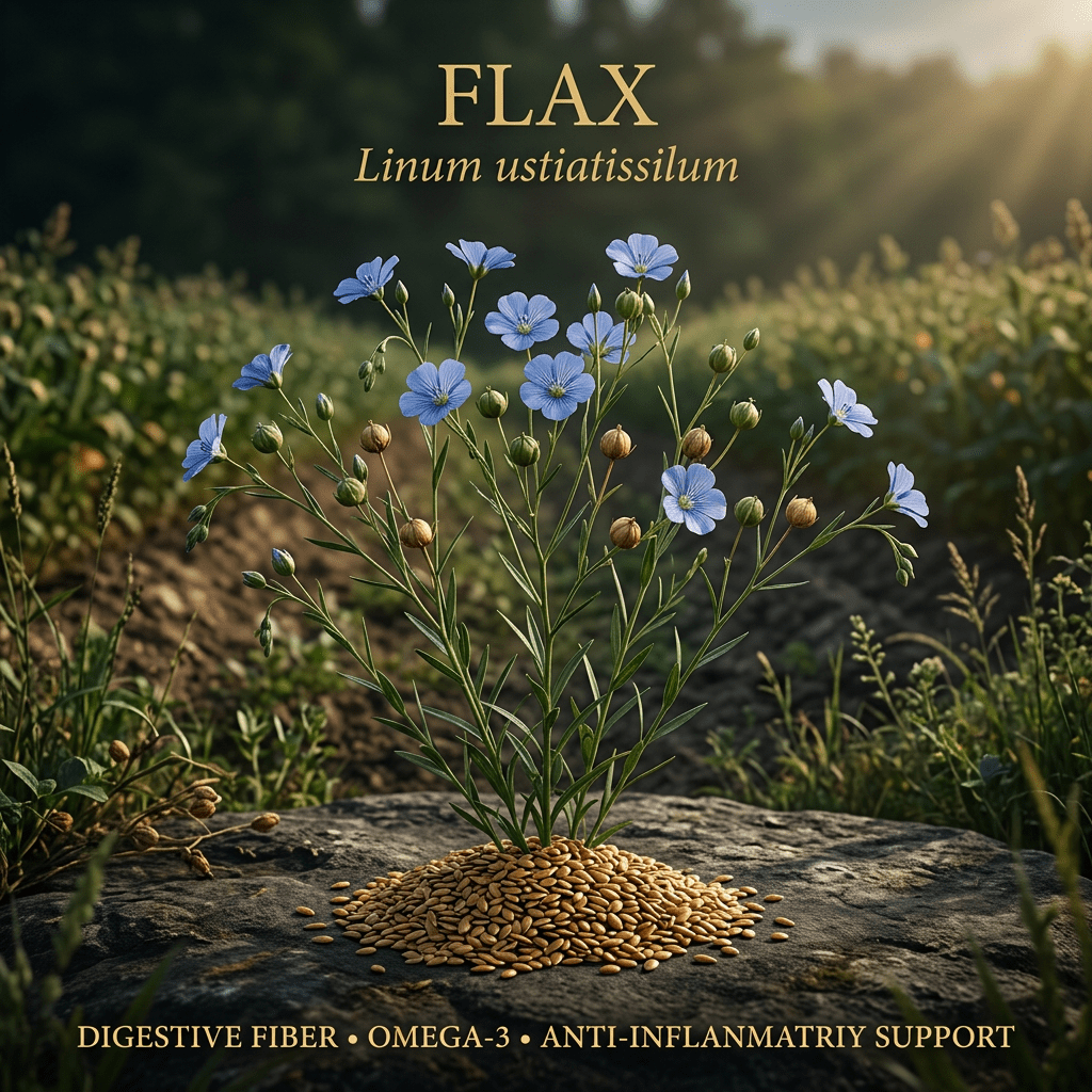 Flax editorial image in golden botanical light