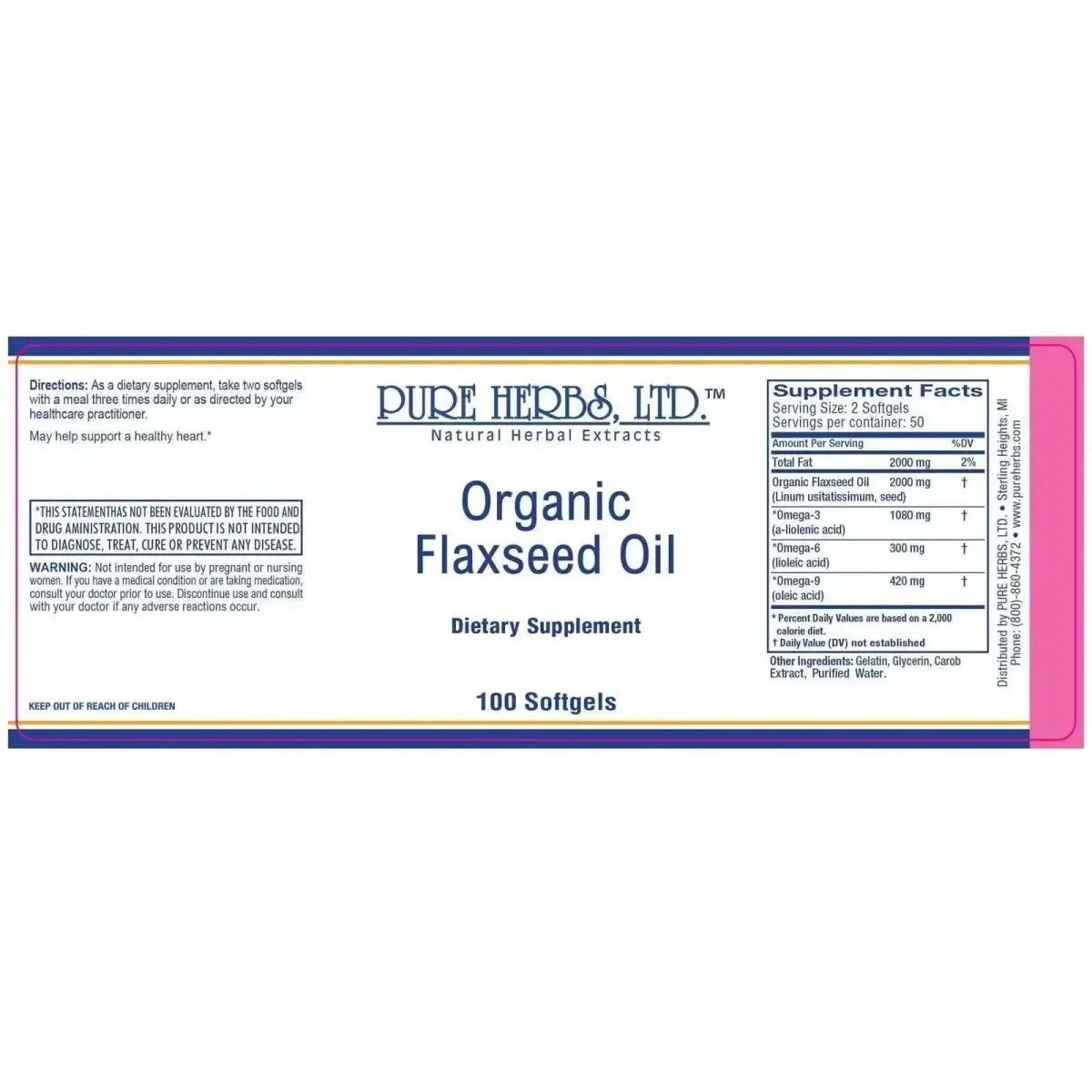 Flaxseed Oil (Organic) Softgels 100 Ct, Tincture, Futures ETC