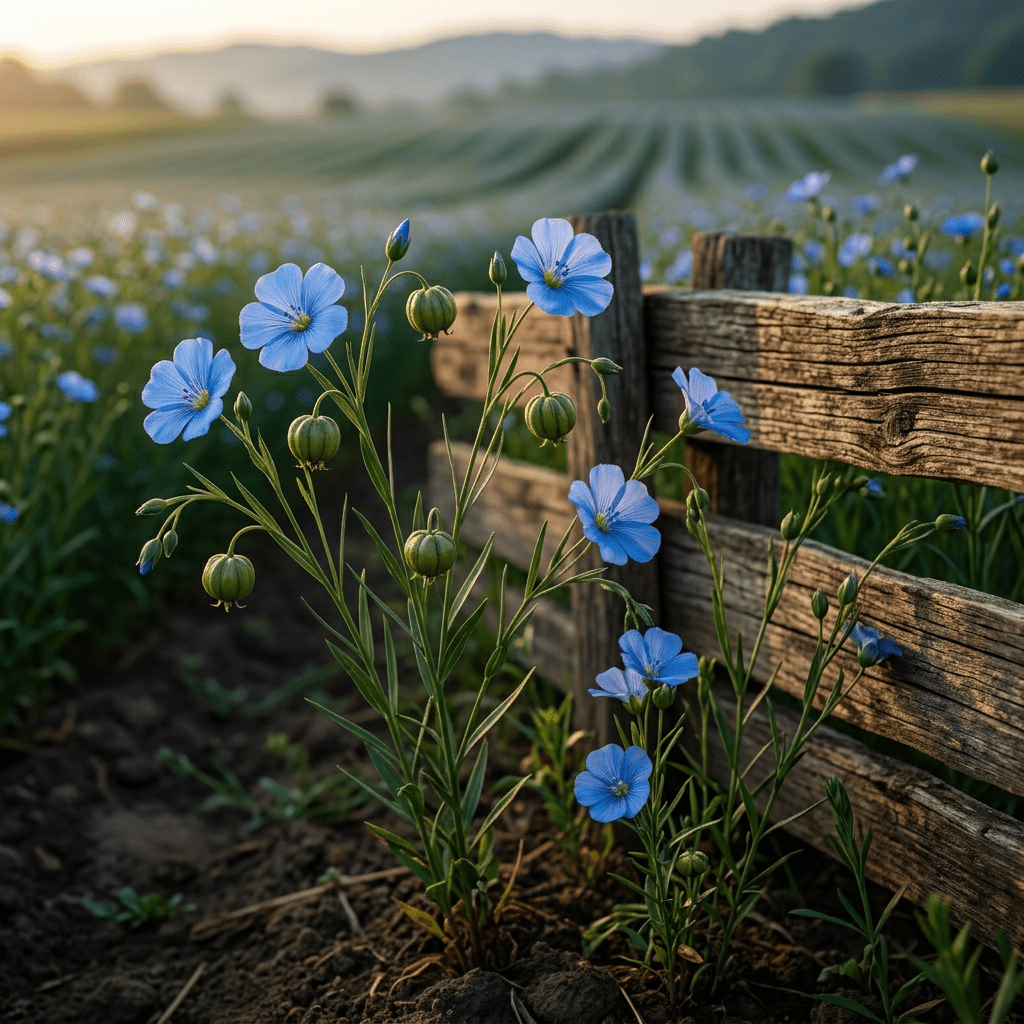 Fresh text-free flax field image