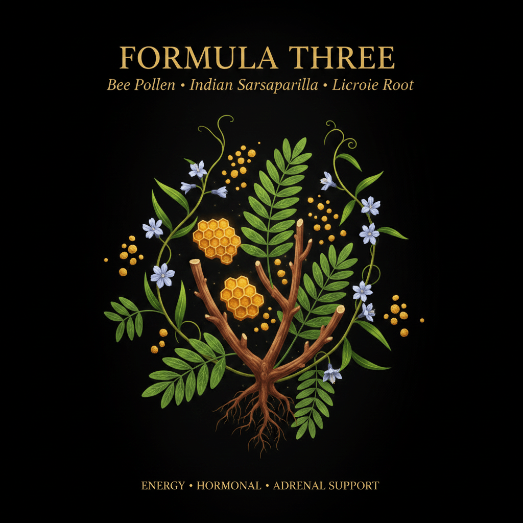 Formula Three – Energy, Hormonal & Adrenal Support | Bee Pollen, Indian Sarsaparilla & Licorice Root, Tincture, Futures ETC