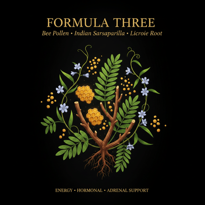 Formula Three – Energy, Hormonal & Adrenal Support | Bee Pollen, Indian Sarsaparilla & Licorice Root, Tincture, Futures ETC