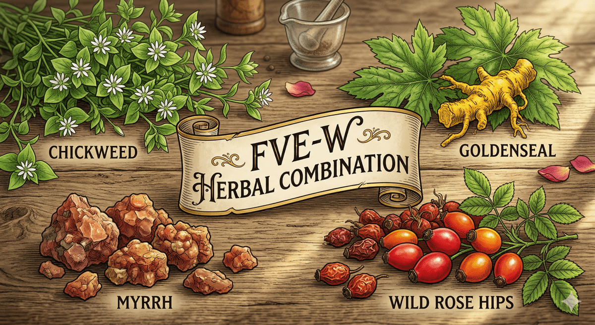 FVE - W (Chickweed, Golden Seal, Myrrh, Wild Rose Hips), Tincture, Futures ETC