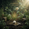 Garlic editorial image in golden botanical light