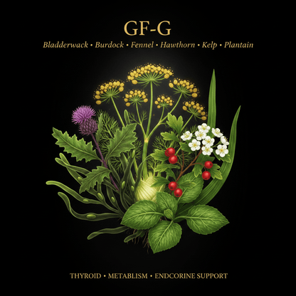 GF - G – Thyroid, Metabolism & Endocrine Support | Bladderwrack, Burdock, Fennel, Hawthorn, Kelp & Plantain, Tincture, Futures ETC