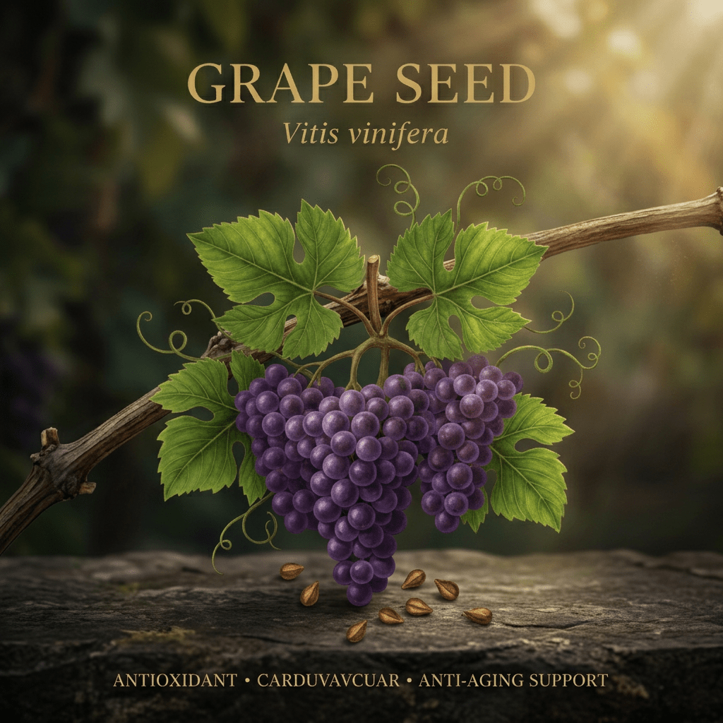 Grape seed editorial image in golden vineyard light