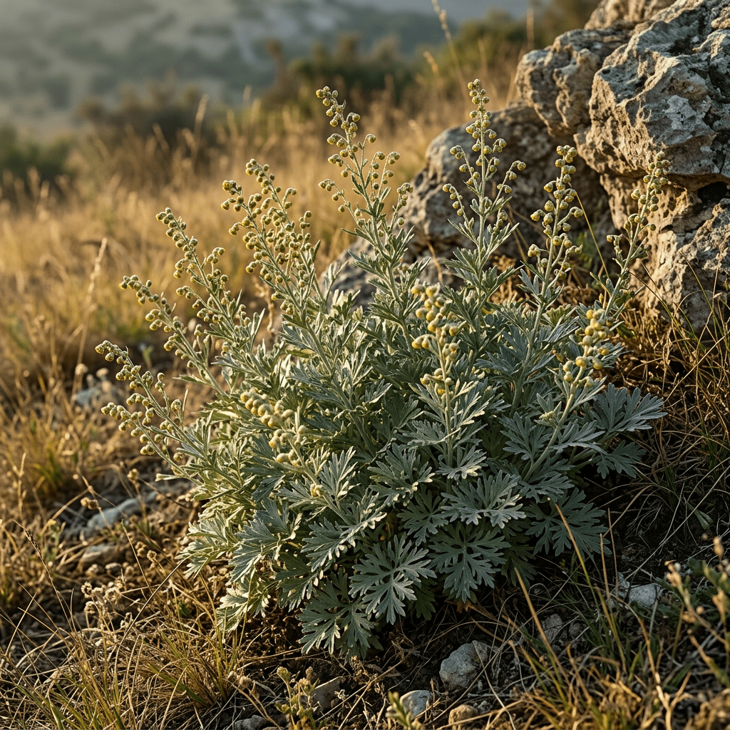 Wormwood growing on a dry meadow slope