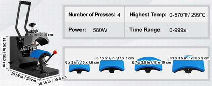 VEVOR 4-in-1 Cap Heat Press Machine with LCD Timer & Temperature Control