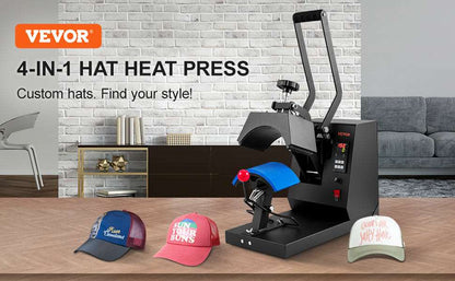 VEVOR 4-in-1 Cap Heat Press Machine with LCD Timer & Temperature Control