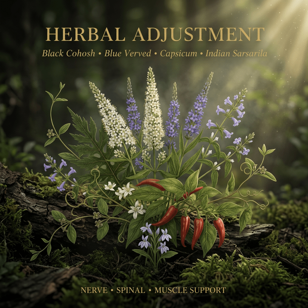 Herbal Adjustment editorial image in golden botanical light
