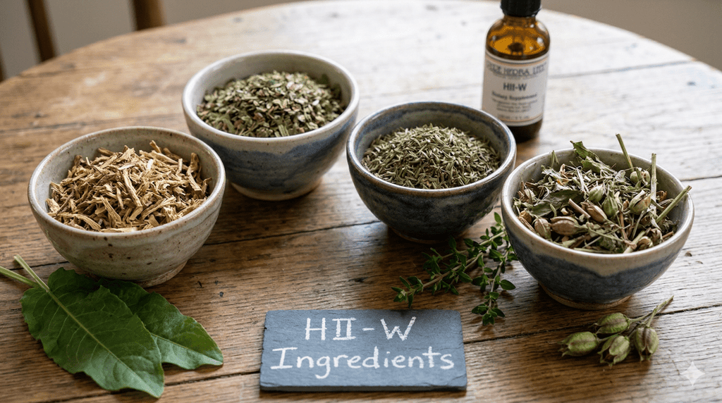 HII - W (Indian Tobacco, Red Raspberry Leaf, Thyme, Yellow Dock), Tincture, Futures ETC