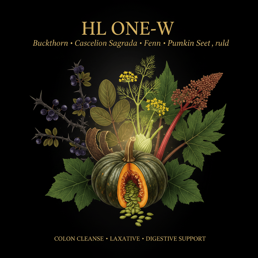 HL ONE - W – Colon Cleanse & Laxative Support | Buckthorn, Cascara Sagrada, Fennel, Pumpkin Seed & Turkey Rhubarb, Tincture, Futures ETC