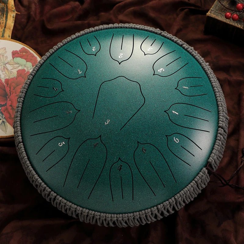 Hluru Glucophone 13 - Inch 15 - Note Steel Tongue Drum – Key D Ethereal Handpan for Yoga & Meditation, , Futures ETC