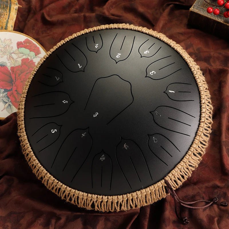 Hluru Glucophone 13 - Inch 15 - Note Steel Tongue Drum – Key D Ethereal Handpan for Yoga & Meditation, , Futures ETC