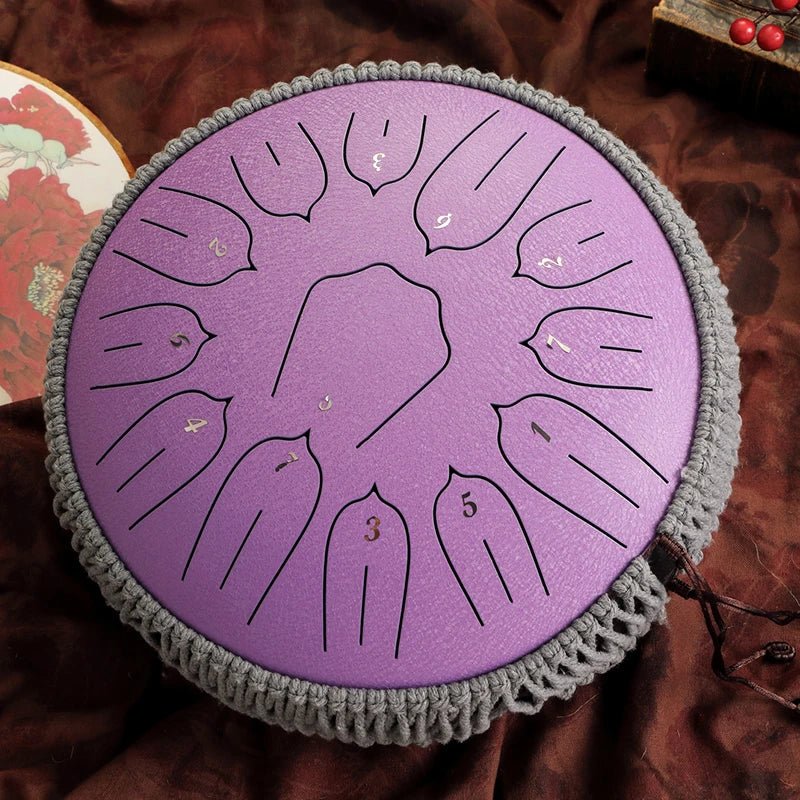 Hluru Glucophone 13 - Inch 15 - Note Steel Tongue Drum – Key D Ethereal Handpan for Yoga & Meditation, , Futures ETC