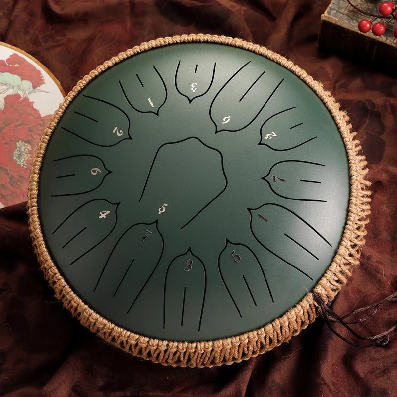 Hluru Glucophone 13 - Inch 15 - Note Steel Tongue Drum – Key D Ethereal Handpan for Yoga & Meditation, , Futures ETC