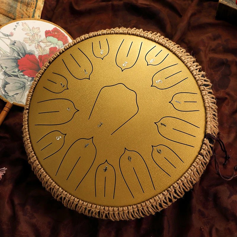Hluru Glucophone 13 - Inch 15 - Note Steel Tongue Drum – Key D Ethereal Handpan for Yoga & Meditation, , Futures ETC