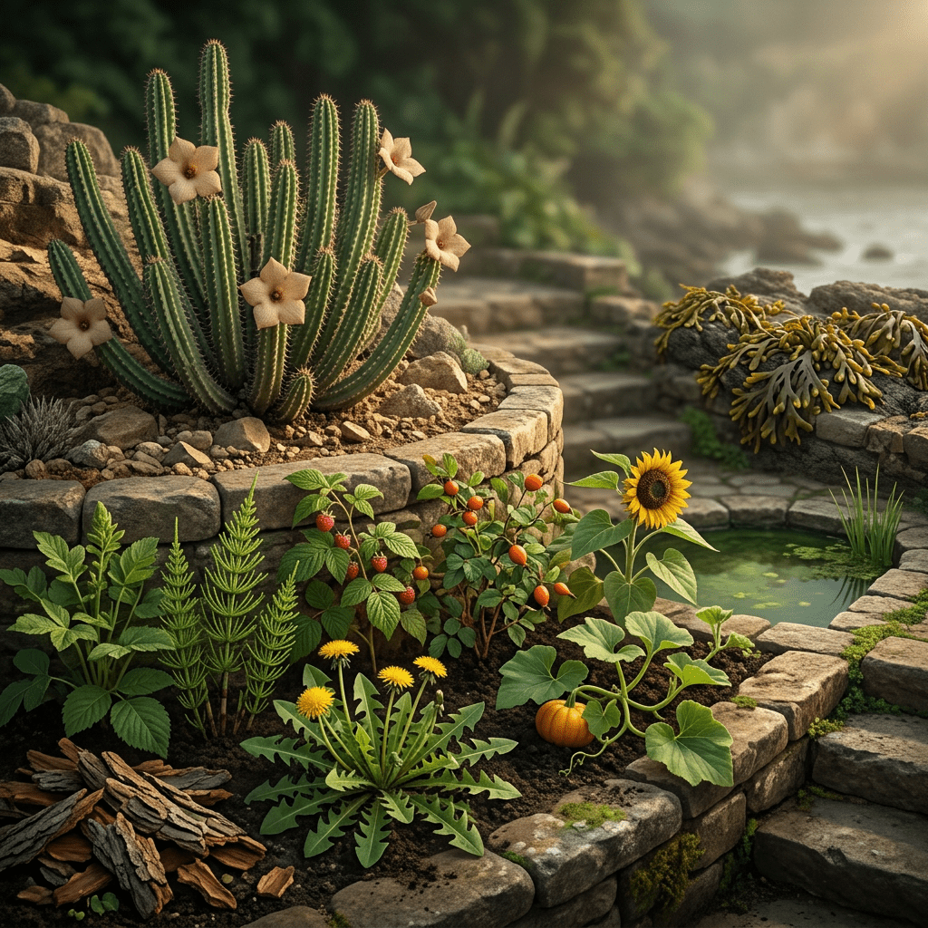 Hoodia Combination botanicals in a terraced garden