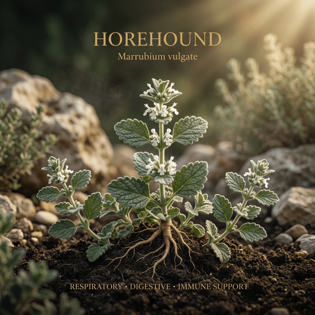 Horehound editorial image in golden Mediterranean light