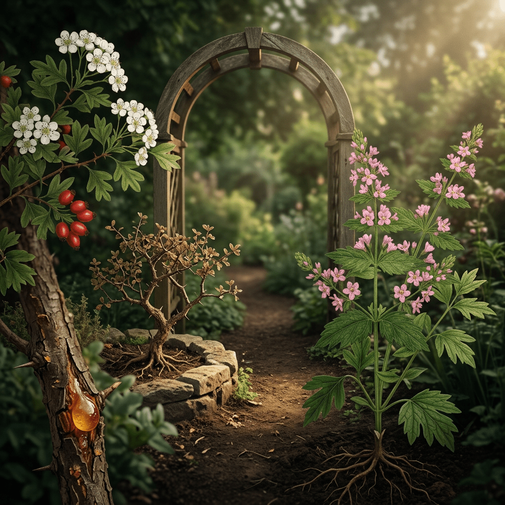 HT Combination botanicals in a sheltered garden