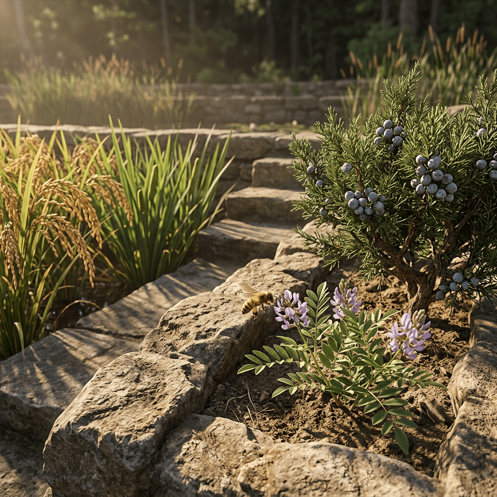 HYG-W botanicals in a terraced garden