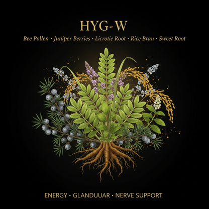 HYG - W – Energy, Glandular & Nerve Support | Bee Pollen, Juniper Berries, Licorice Root, Rice Bran & Sweet Root, Tincture, Futures ETC