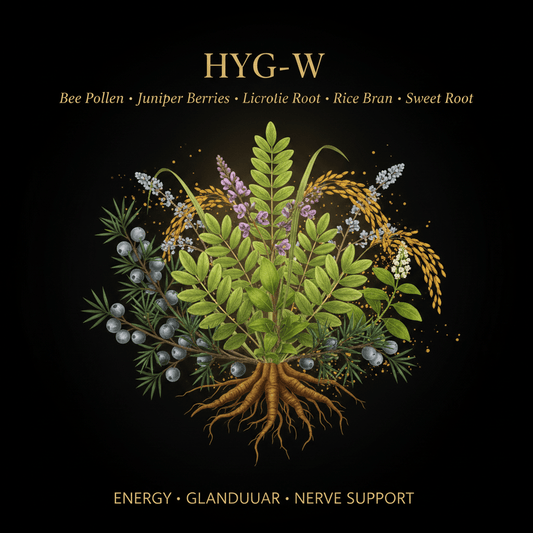 HYG - W – Energy, Glandular & Nerve Support | Bee Pollen, Juniper Berries, Licorice Root, Rice Bran & Sweet Root, Tincture, Futures ETC