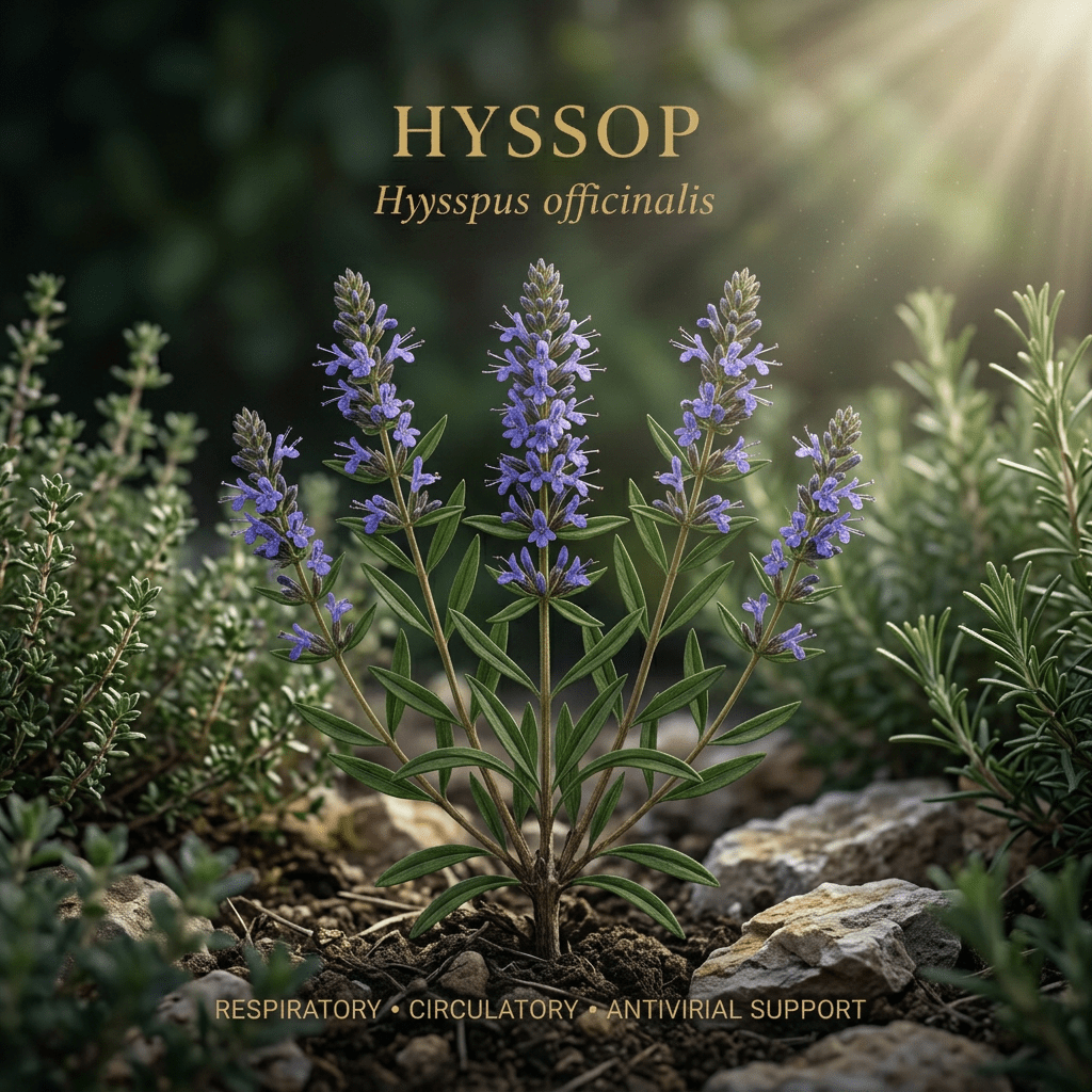 Hyssop editorial image in golden botanical light