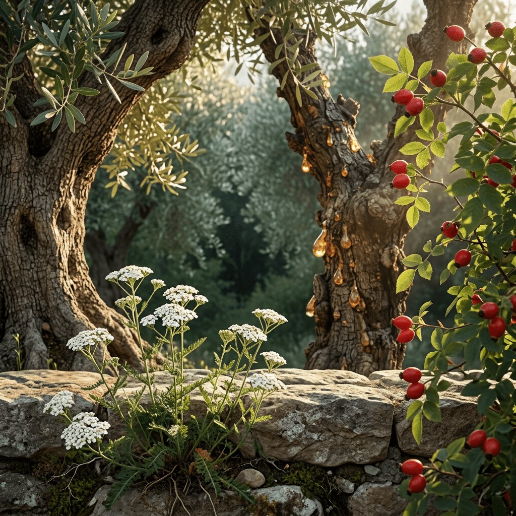IV-H botanicals in a sheltered olive garden