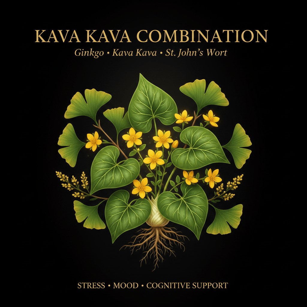 Kava Kava Combination – Stress, Mood & Cognitive Support | Ginkgo, Kava Kava & St. John's Wort, Tincture, Futures ETC