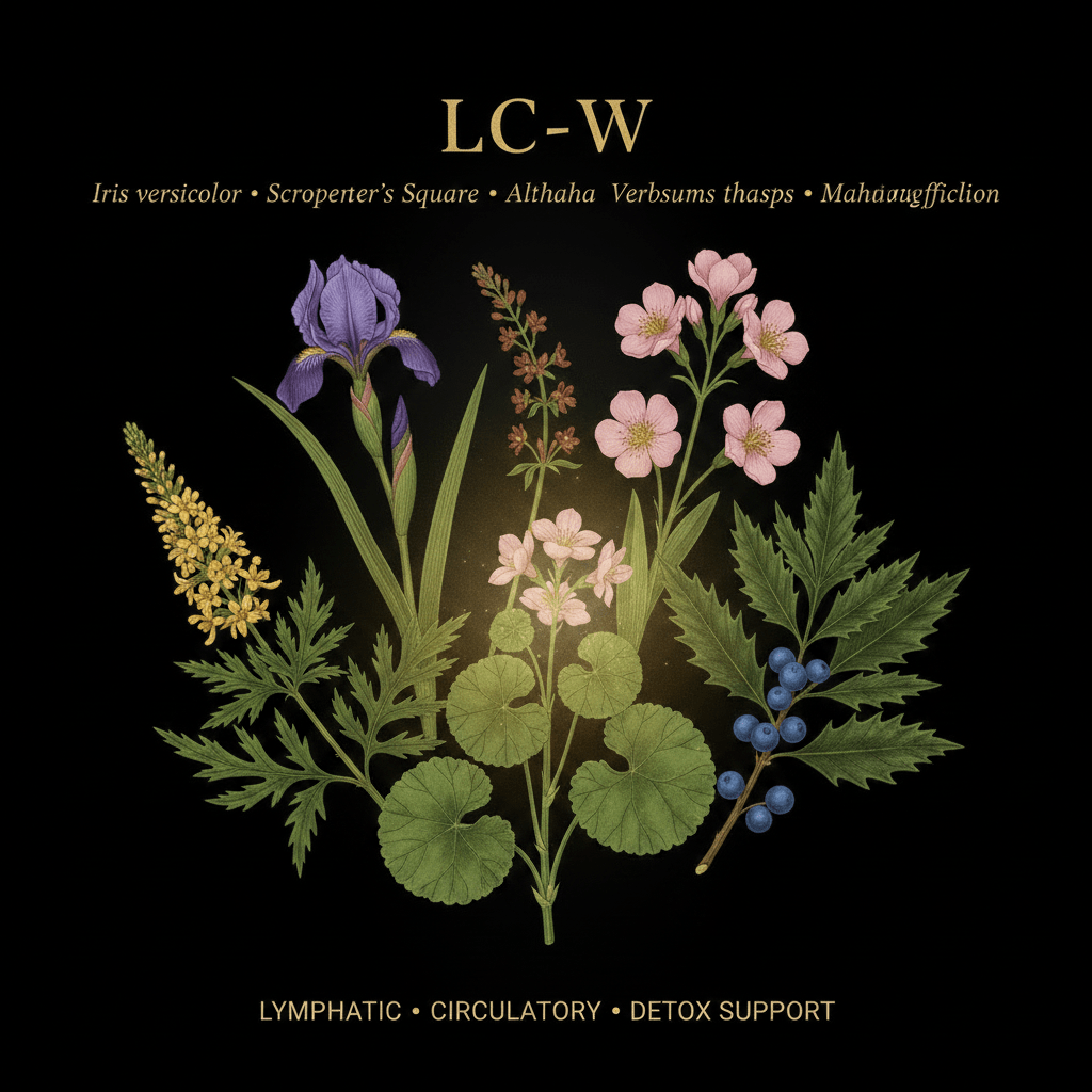 LC-W – Lymphatic, Circulatory & Detox Support | Blue Flag, Carpenter's Square, Marshmallow, Mullein Leaf & Oregon Grape, Tincture, Futures ETC