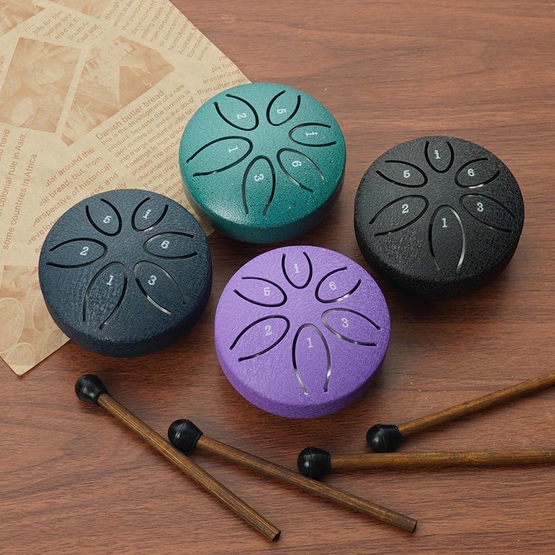Mini Steel Tongue Drum – 6 - Note Hand Pan Drum for Meditation & Sound Therapy, , Futures ETC