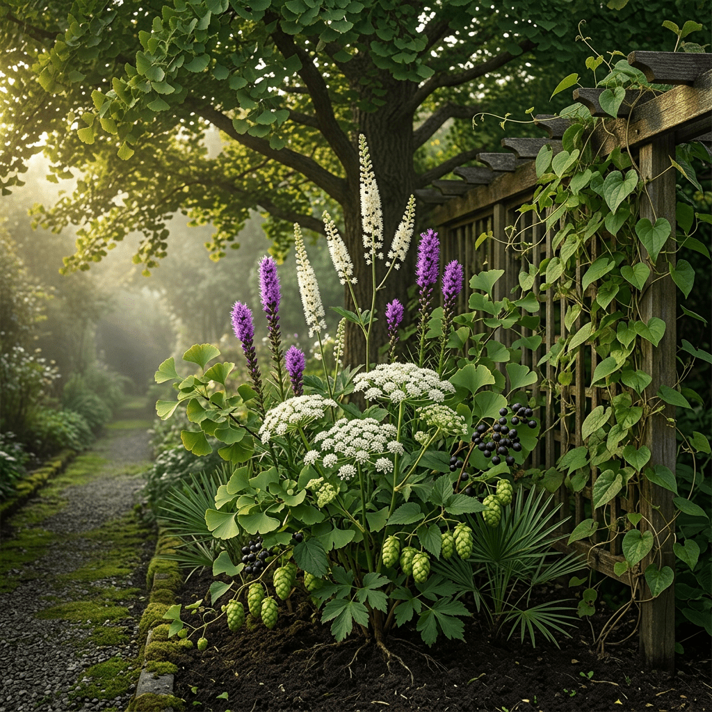 MPEP-inspired botanicals in a sheltered garden
