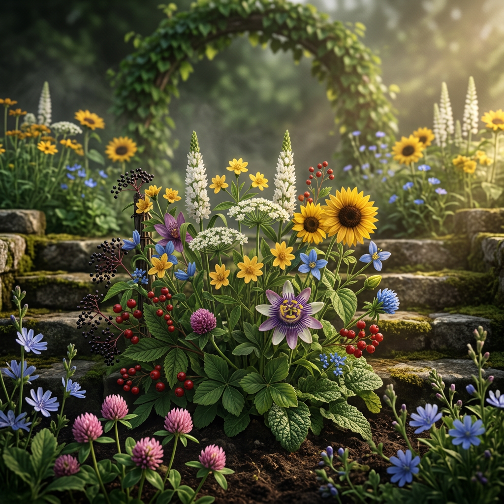 MPS-I-inspired botanicals in a lush terraced garden