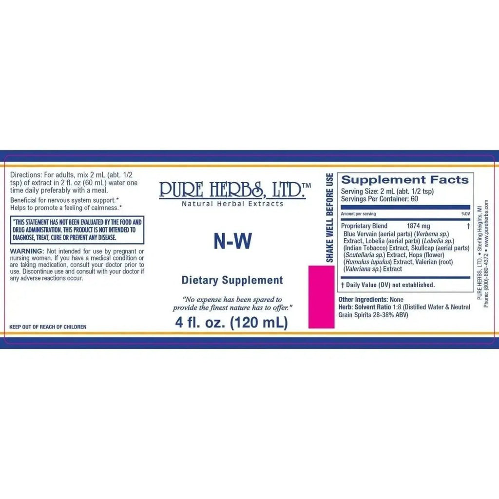 N - W (Blue Vervain, Hops, Indian Tobacco, Scullcap, Valerian Root) - Futures ETC Tincture