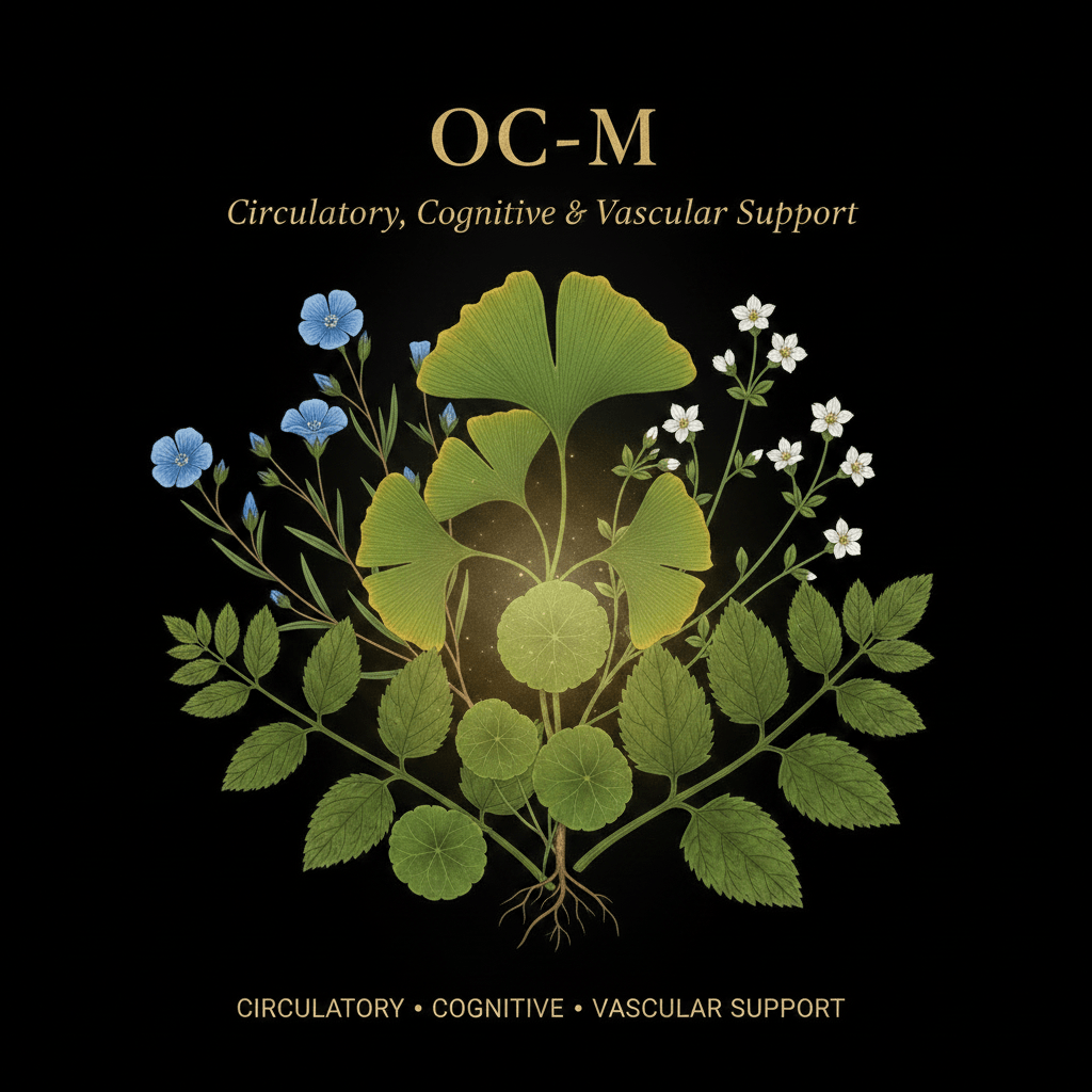 OC-M – Circulatory, Cognitive & Vascular Support | Chickweed, Flax, Ginkgo, Gotu Kola & Stone Root, Tincture, Futures ETC