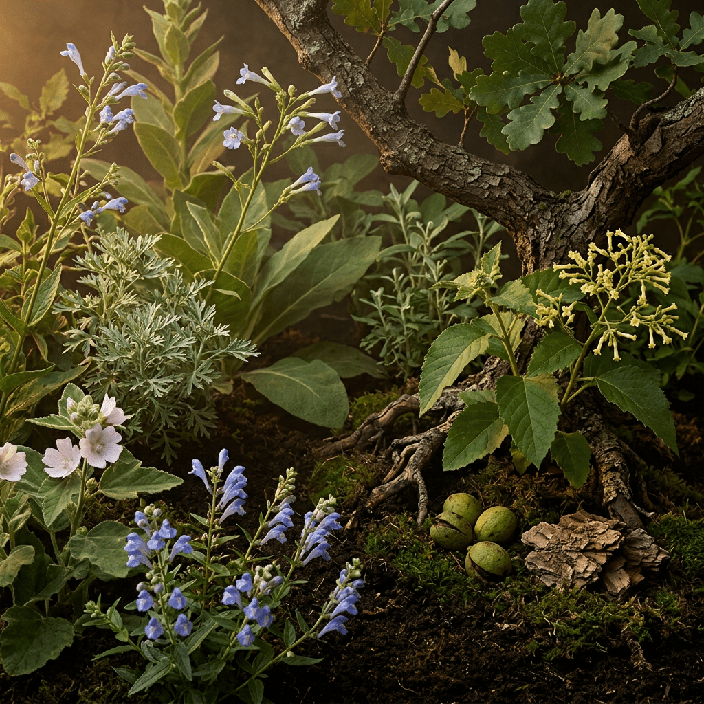 OL’ Number 11 botanicals in a moody woodland garden