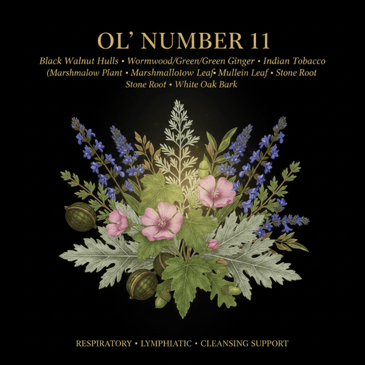 Ol' Number 11 (Black Walnut Hulls, Green Ginger, Indian Tobacco, Marshmallow, Mullein Leaf, Scullcap, Stone Root, White Oak Bark), Tincture, Futures ETC