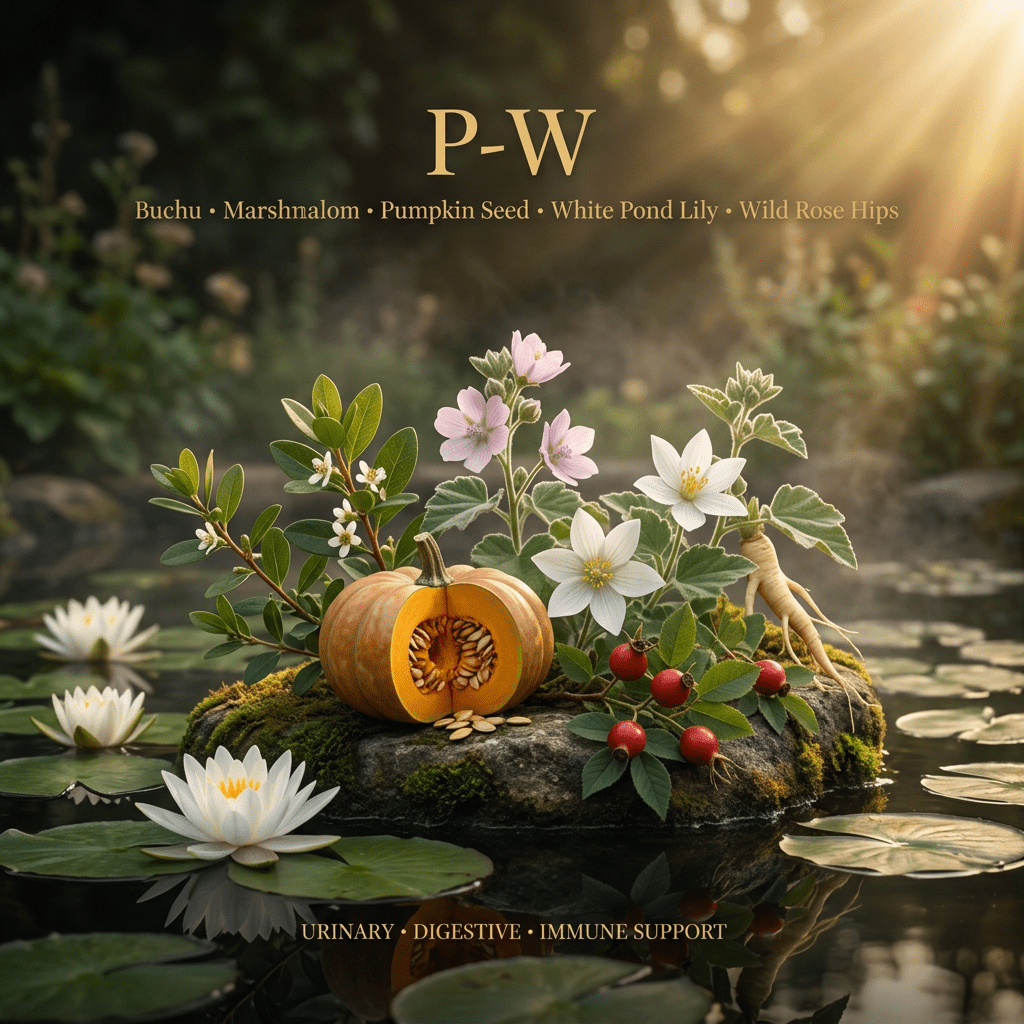 P-W editorial image in a golden-lit pond garden