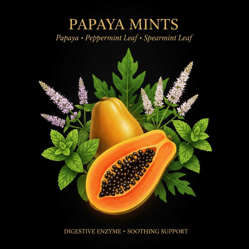 Papaya Mints – Digestive Enzyme & Soothing Support | Papaya, Peppermint Leaf & Spearmint Leaf, Tincture, Futures ETC