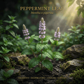 Peppermint leaf editorial image in golden garden light