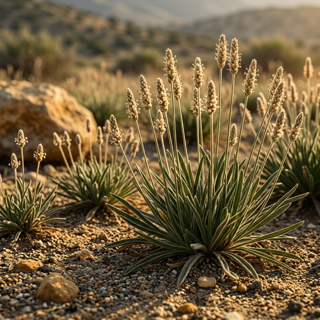 Psyllium growing along a sandy field margin