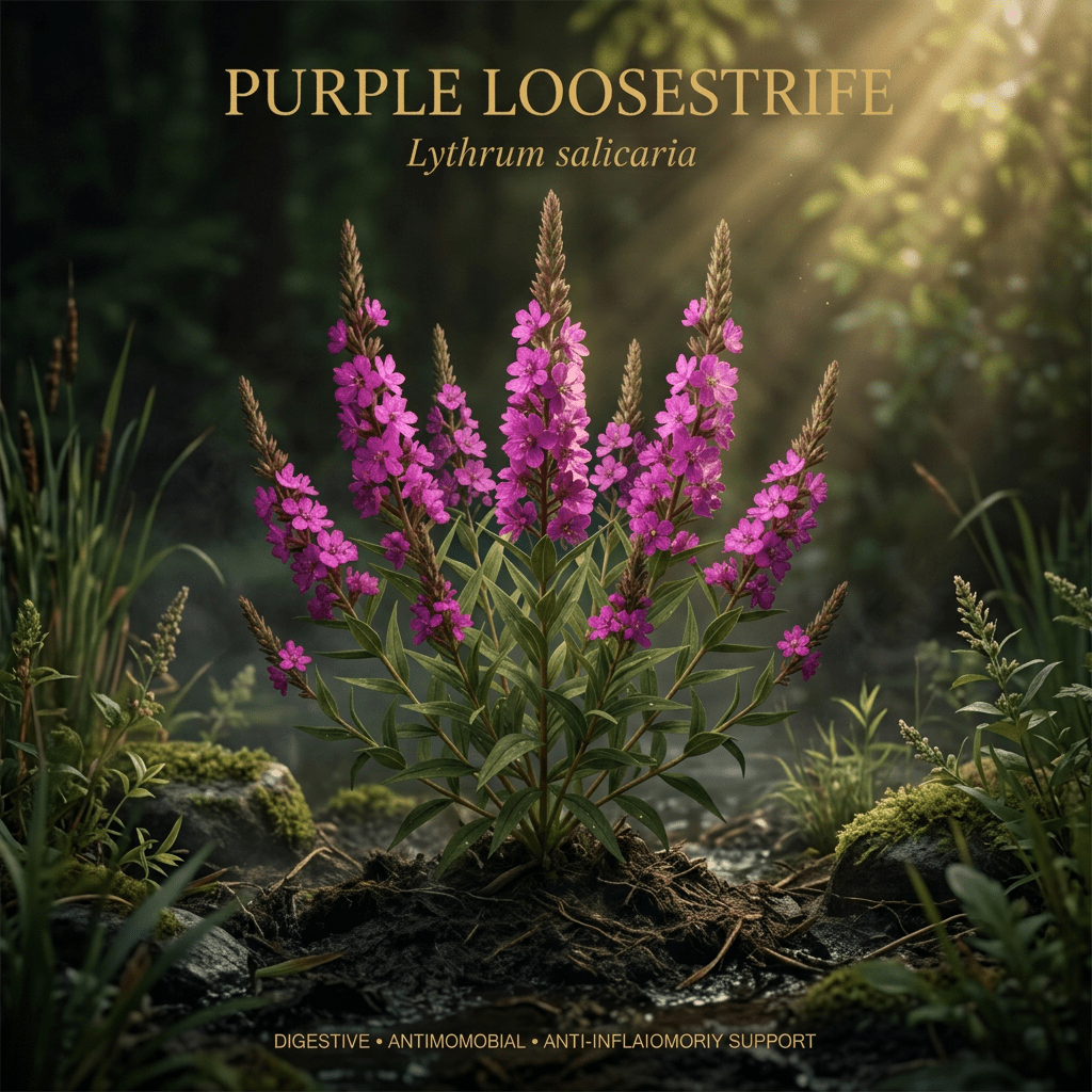 Purple loosestrife editorial image in golden wetland light