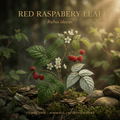 Red raspberry leaf editorial image in golden woodland light