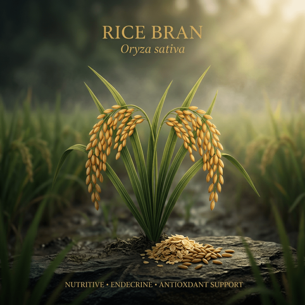 Rice bran editorial image in golden paddy light
