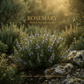 Rosemary editorial image in a golden-lit Mediterranean garden